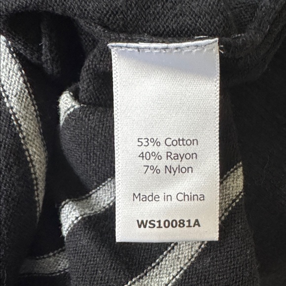 MARKET & SPRUCE cowl neck sweater size S black and grey striped cotton blend - Picture 6 of 7